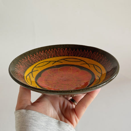 Black Clay Bowl - Red & Yellow | Jim Pratt- Tulsa Clay