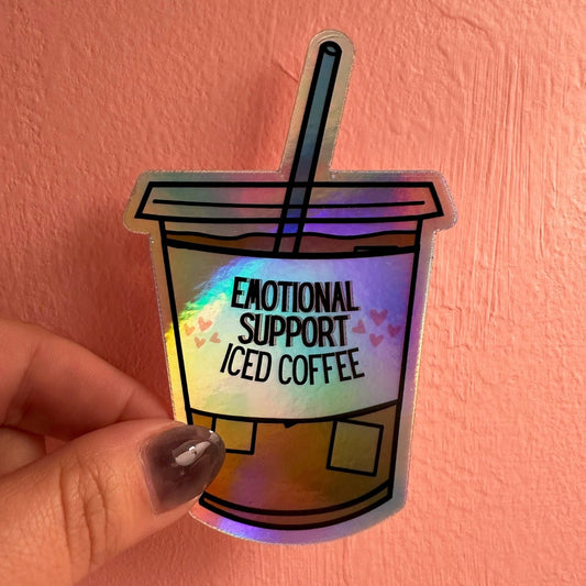 Emotional Support Coffee Holographic Sticker | Jennifer Schmidt