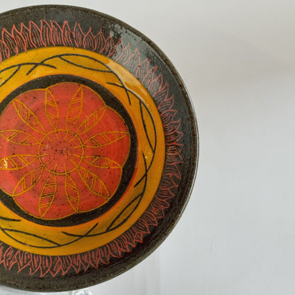 Black Clay Bowl - Red & Yellow | Jim Pratt- Tulsa Clay