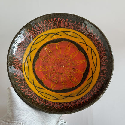 Black Clay Bowl - Red & Yellow | Jim Pratt- Tulsa Clay