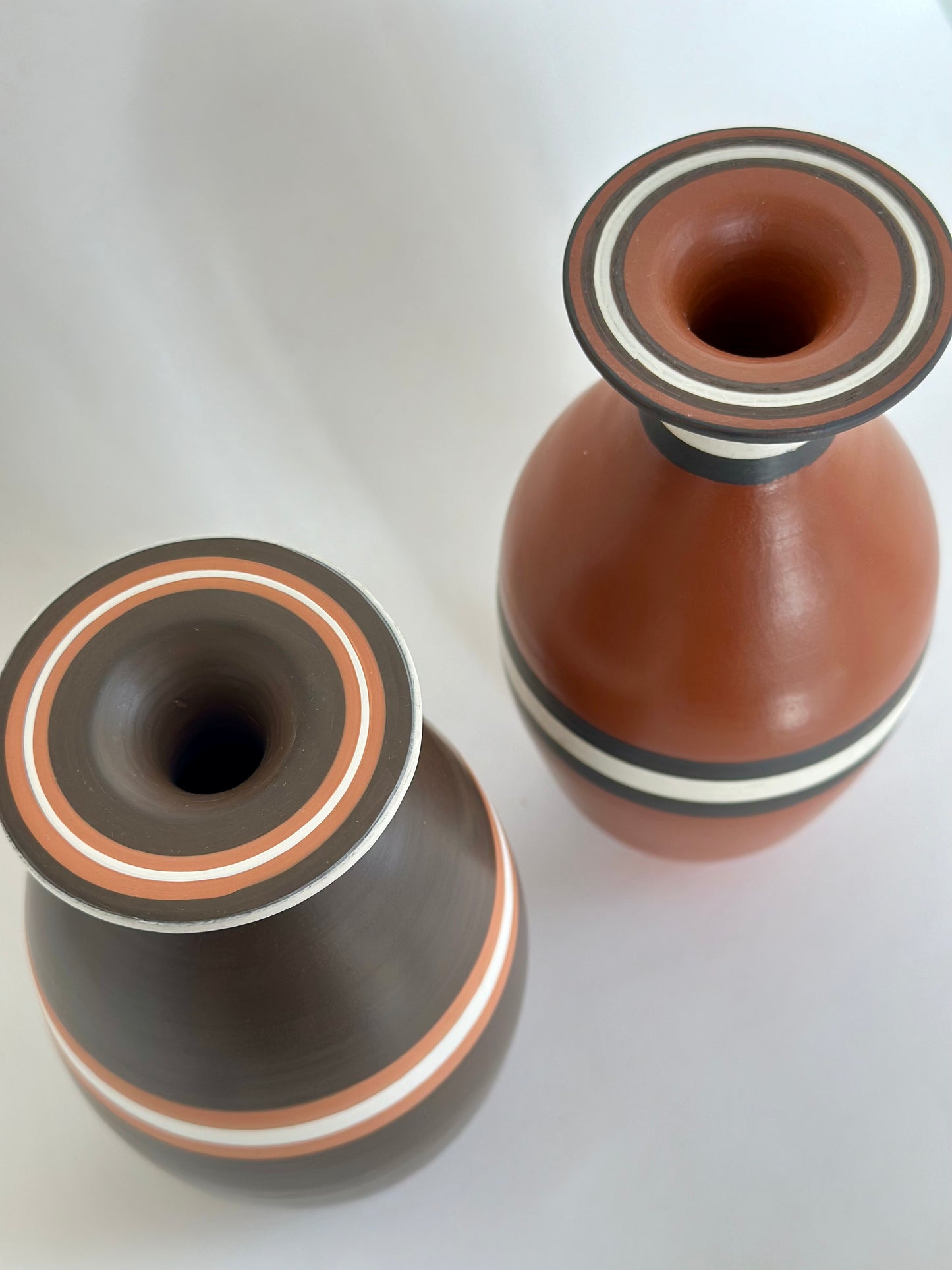 Dark Brown Striped Vase | Pottery by Mike