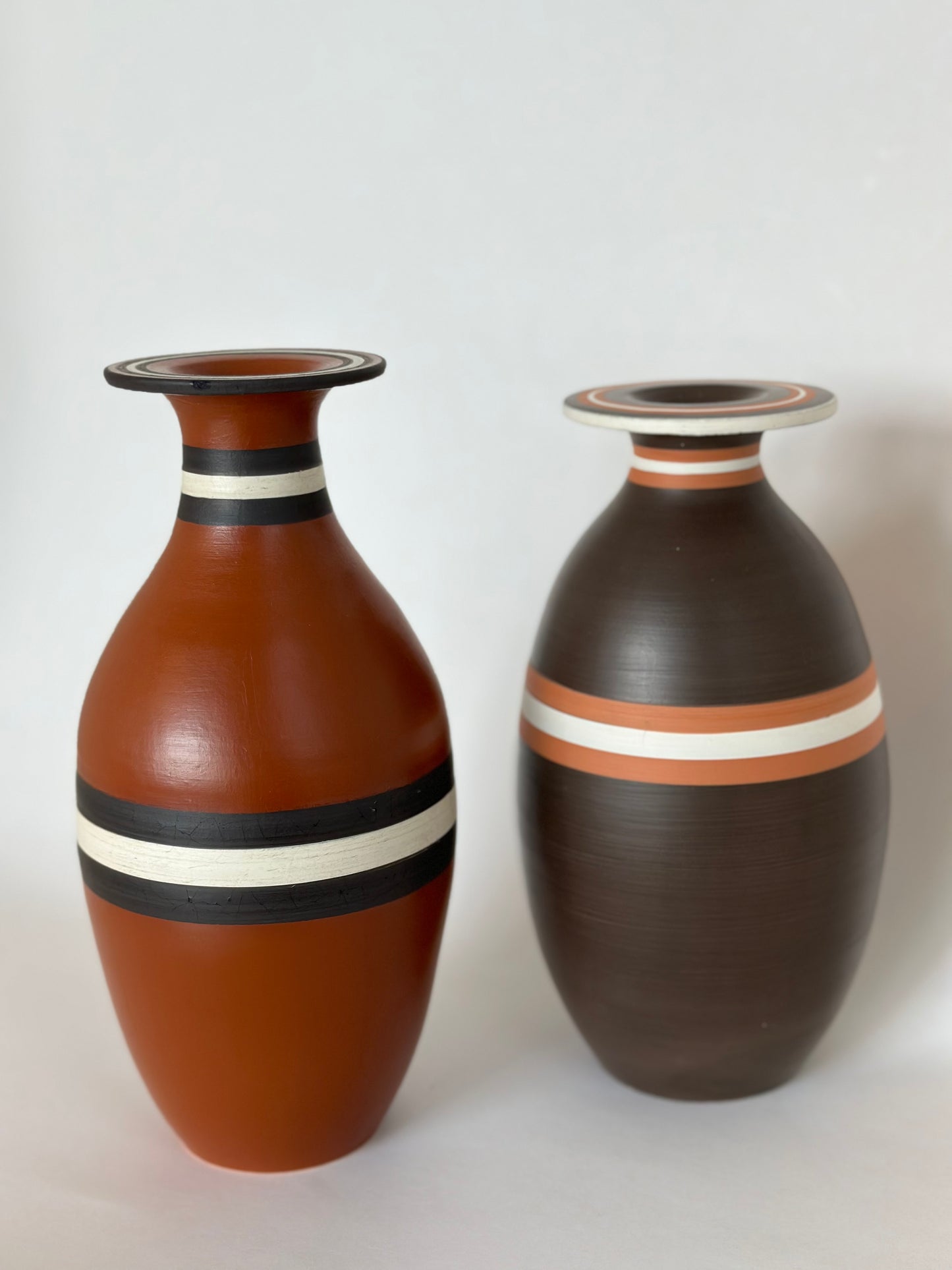 Dark Brown Striped Vase | Pottery by Mike