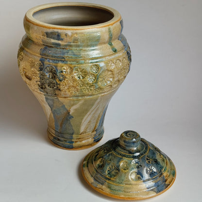 Blue & Beige Jar | Panther Pots Ayden Krzmarzick