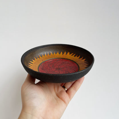 Red & Yellow Black Clay Bowl | Jim Pratt- Tulsa Clay