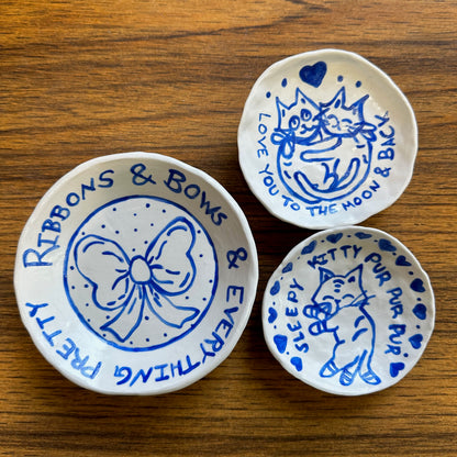 Blue and White Little Cat Dishes  | Jessica Walker