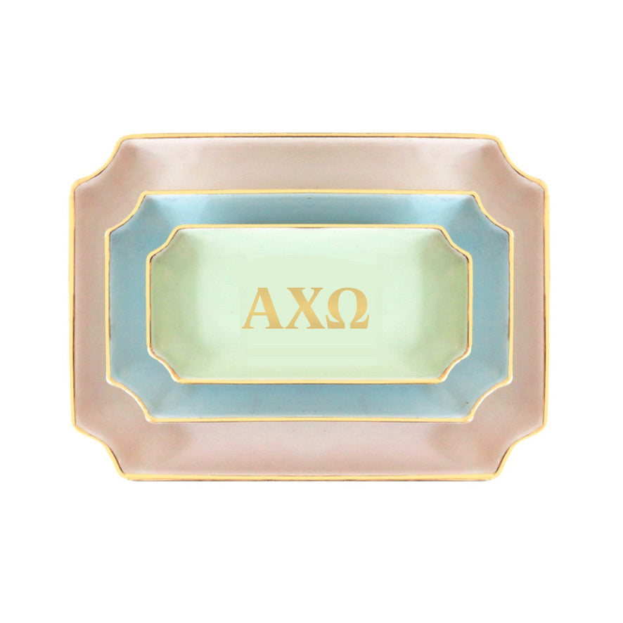 Alpha Chi Omega Gold Monogram Decorative Tray