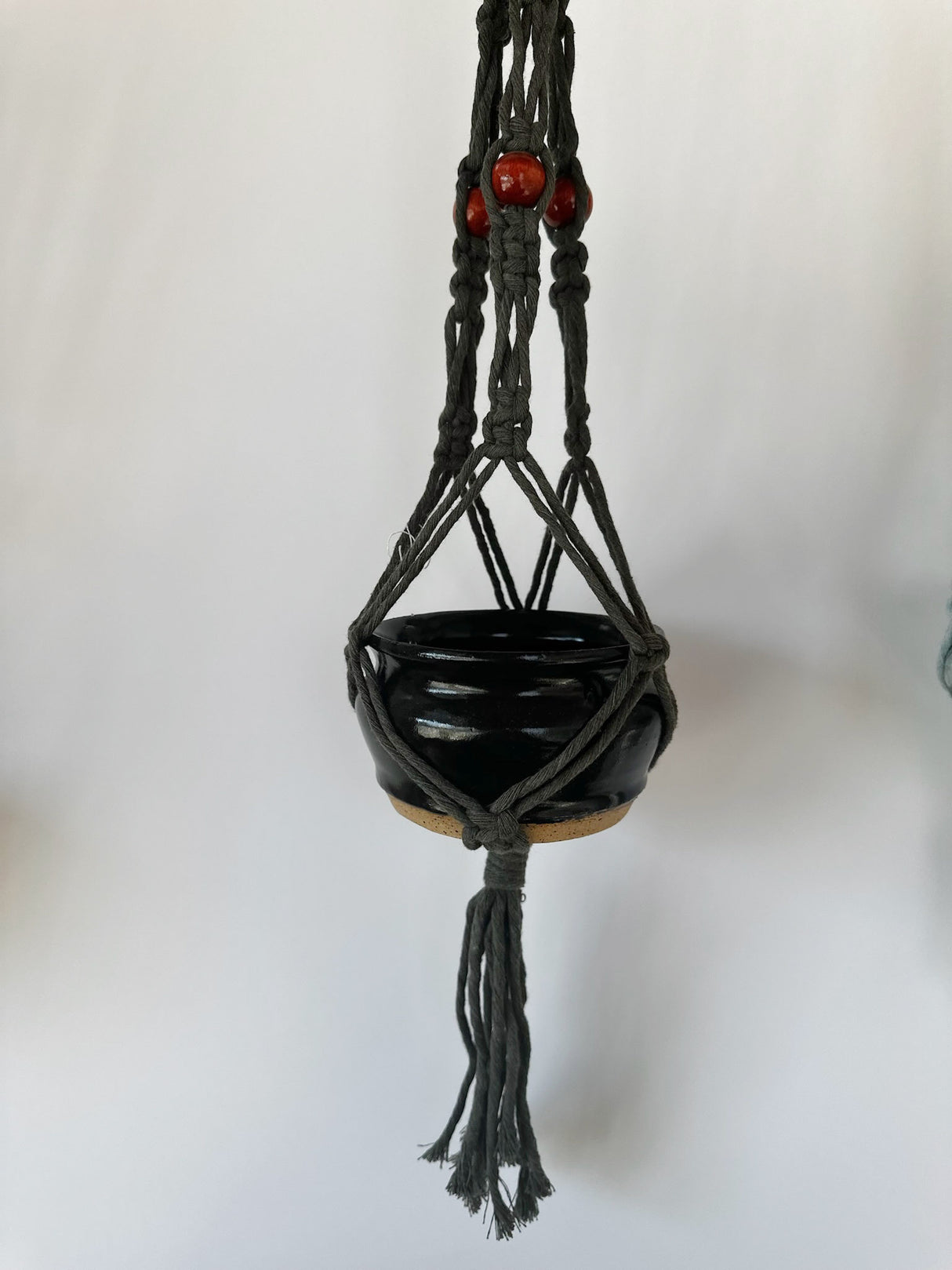 black rope hanging planter Black & Beads Hanging Planter