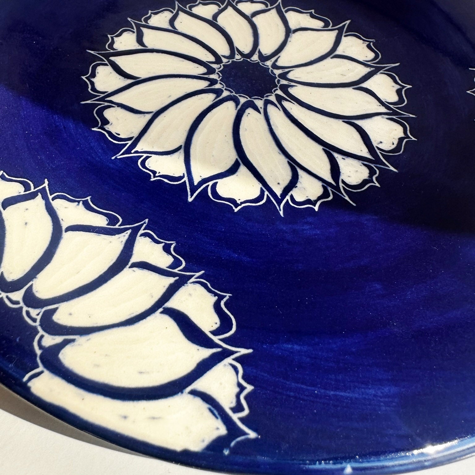 Cobalt Blue Flower Plate | Cindy Walker Davidson – Ruby Clay Company