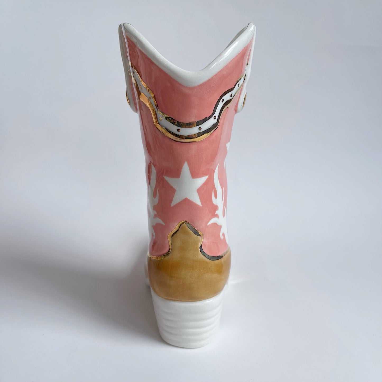 Two Tone Cowboy Boot Vase