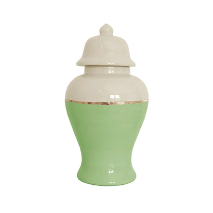 Two Tone Color Block Ginger Jar- The Greens