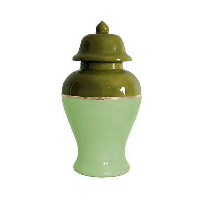 Two Tone Color Block Ginger Jar- The Greens