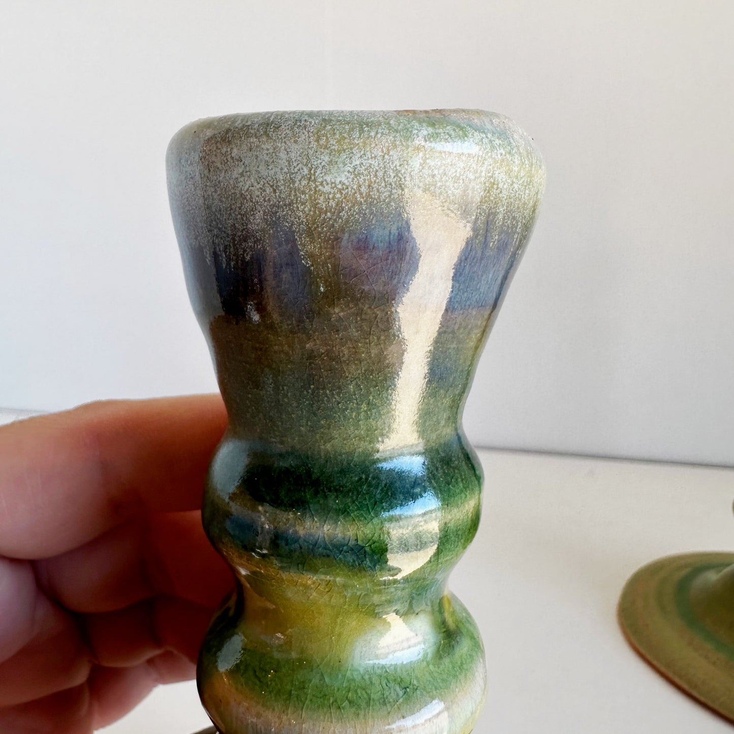 Blue Green Candlestick Holders | Once & Future Things