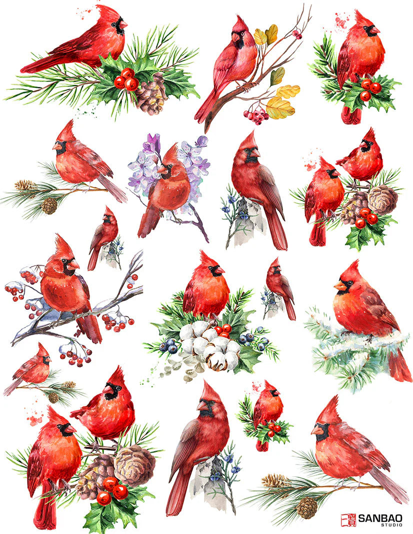 Cardinal Overglaze Decal Sheet