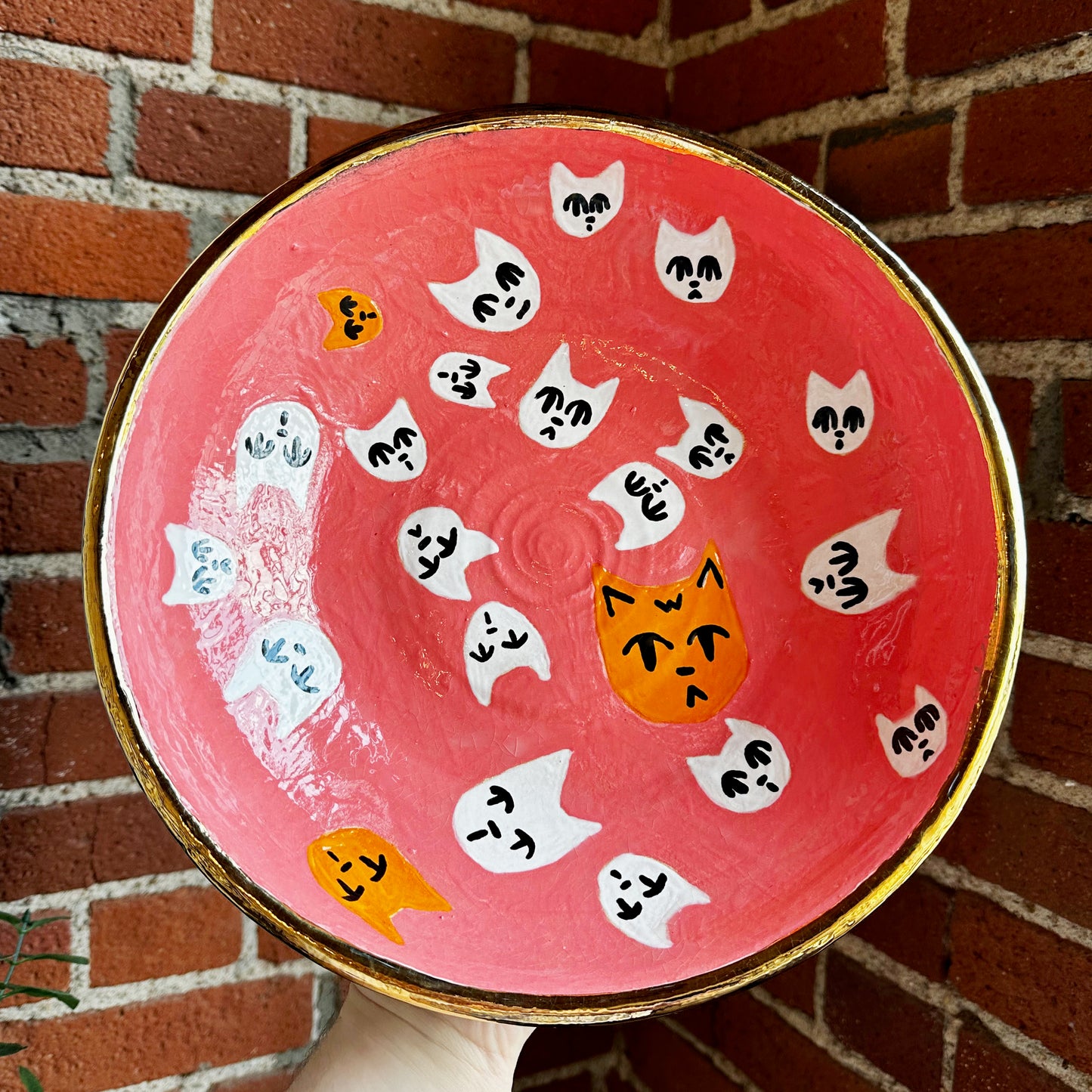 Large Serving Bowl with Cat Accents | Jessica Walker