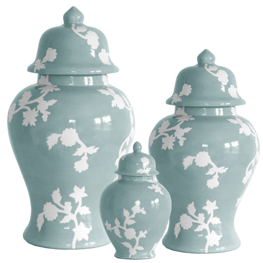 Chinoiserie Dreams Ginger Jars in Lamb's Ear Blue
