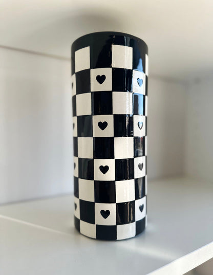 Checkered Heart Column Vase