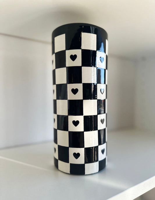 Checkered Heart Column Vase | Wholesale