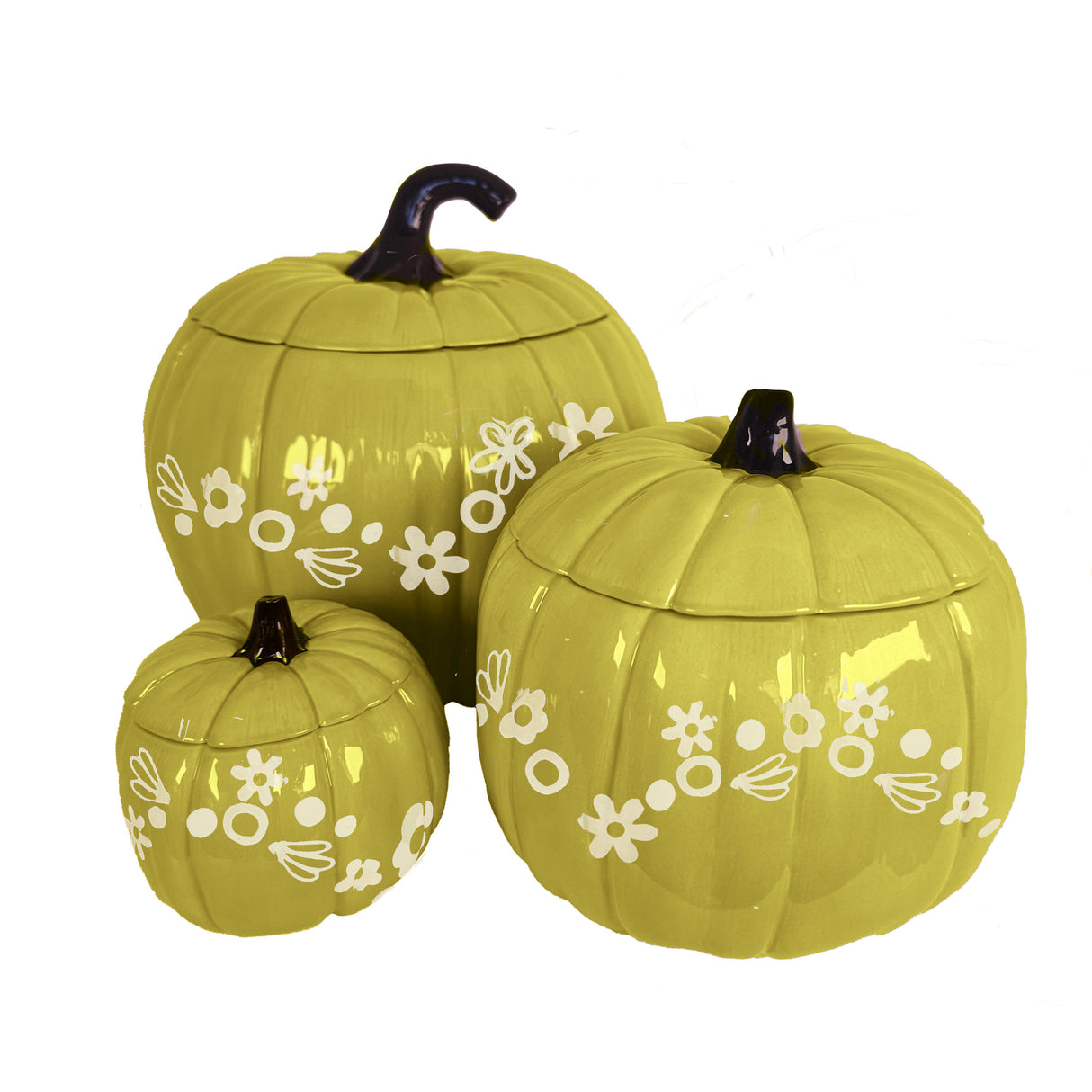 Crazy Daisy Pumpkin Jars in Cactus Green
