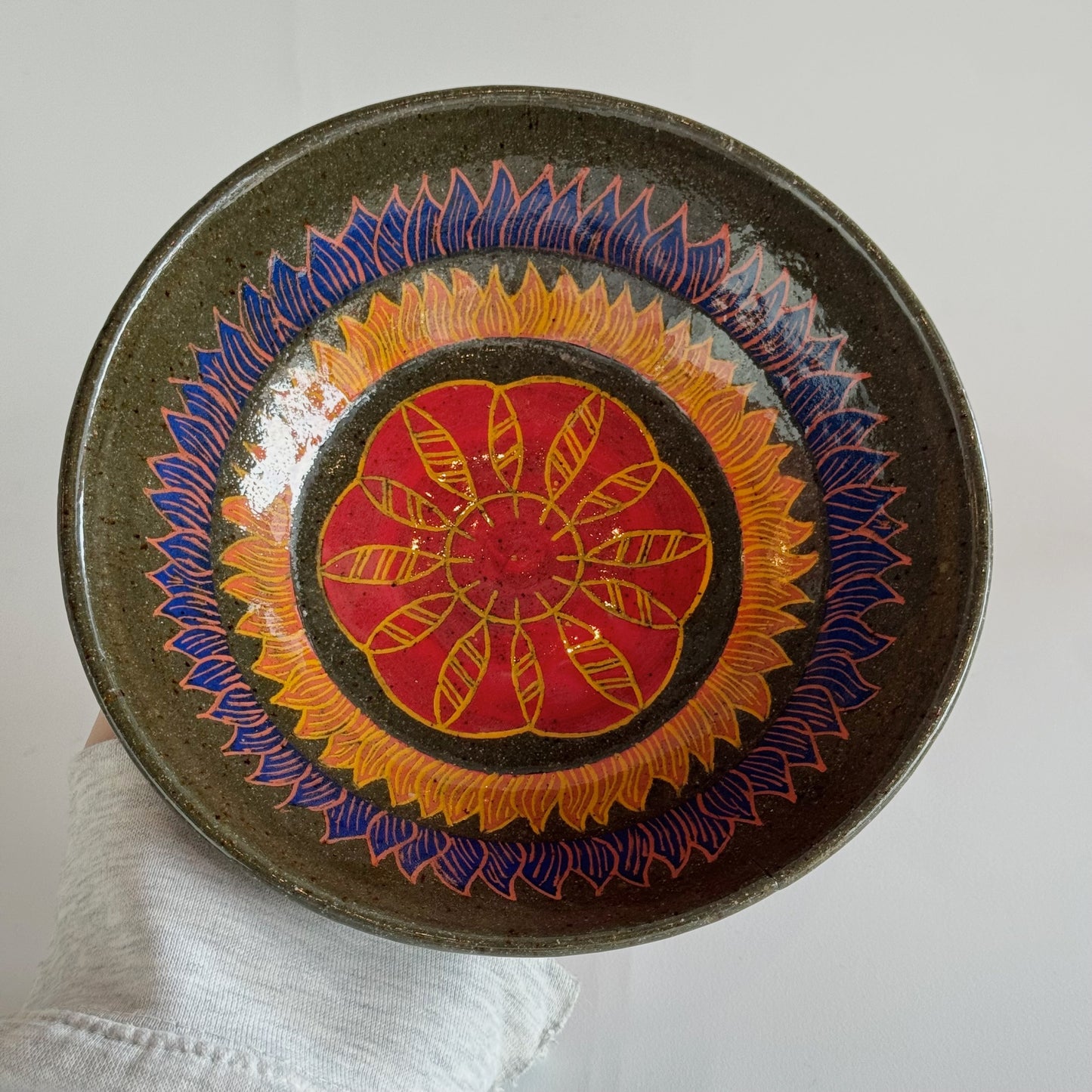 Black Clay Bowl - Red, Yellow, & Blue | Jim Pratt- Tulsa Clay