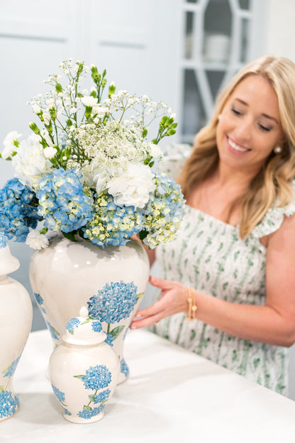 Lo Home x Chapple Chandler Ginger Jars with Hydrangea Accents