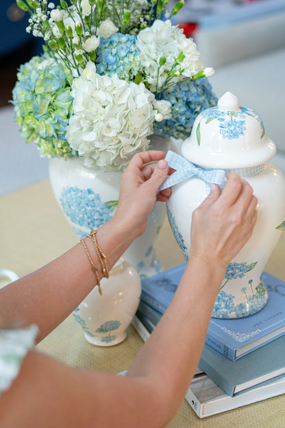 Lo Home x Chapple Chandler Ginger Jars with Hydrangea Accents