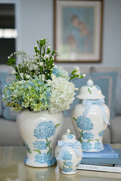 Lo Home x Chapple Chandler Ginger Jars with Hydrangea Accents