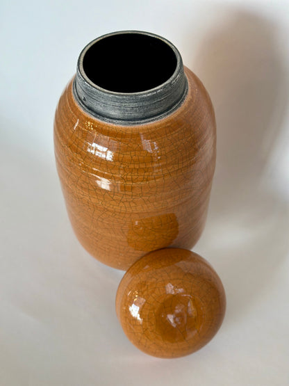 Amber Crackle Lidded Pot | Pottery by Mike