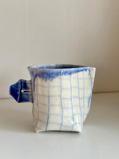 Nerikomi Check Pattern Origami Teacup | Saori M Stoneware