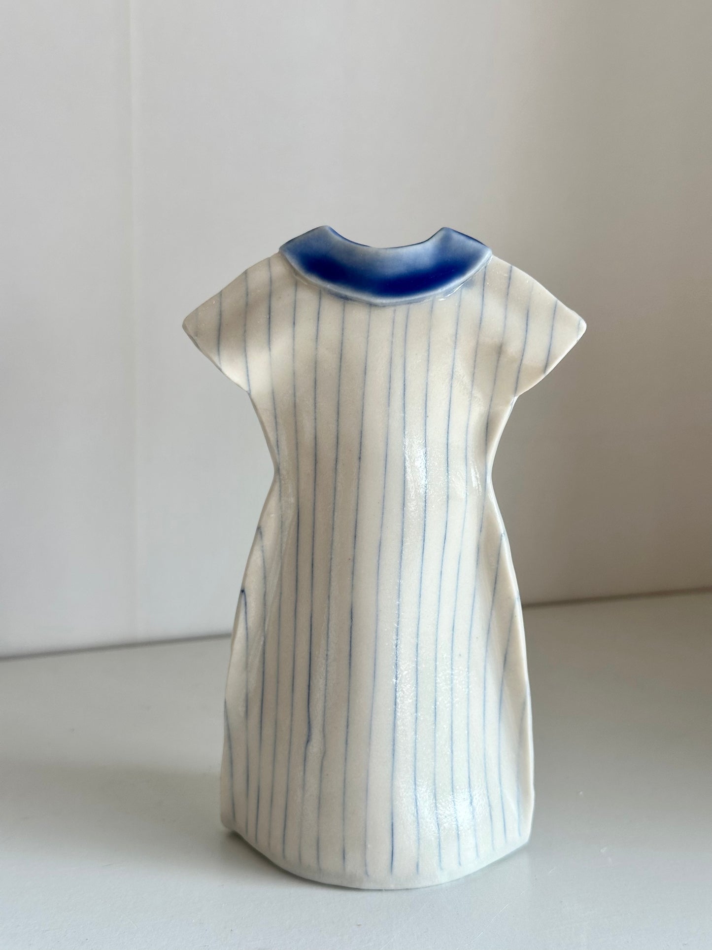 Nerikomi Porcelain Dress Shape Bud Vase, Blue | Saori M Stoneware