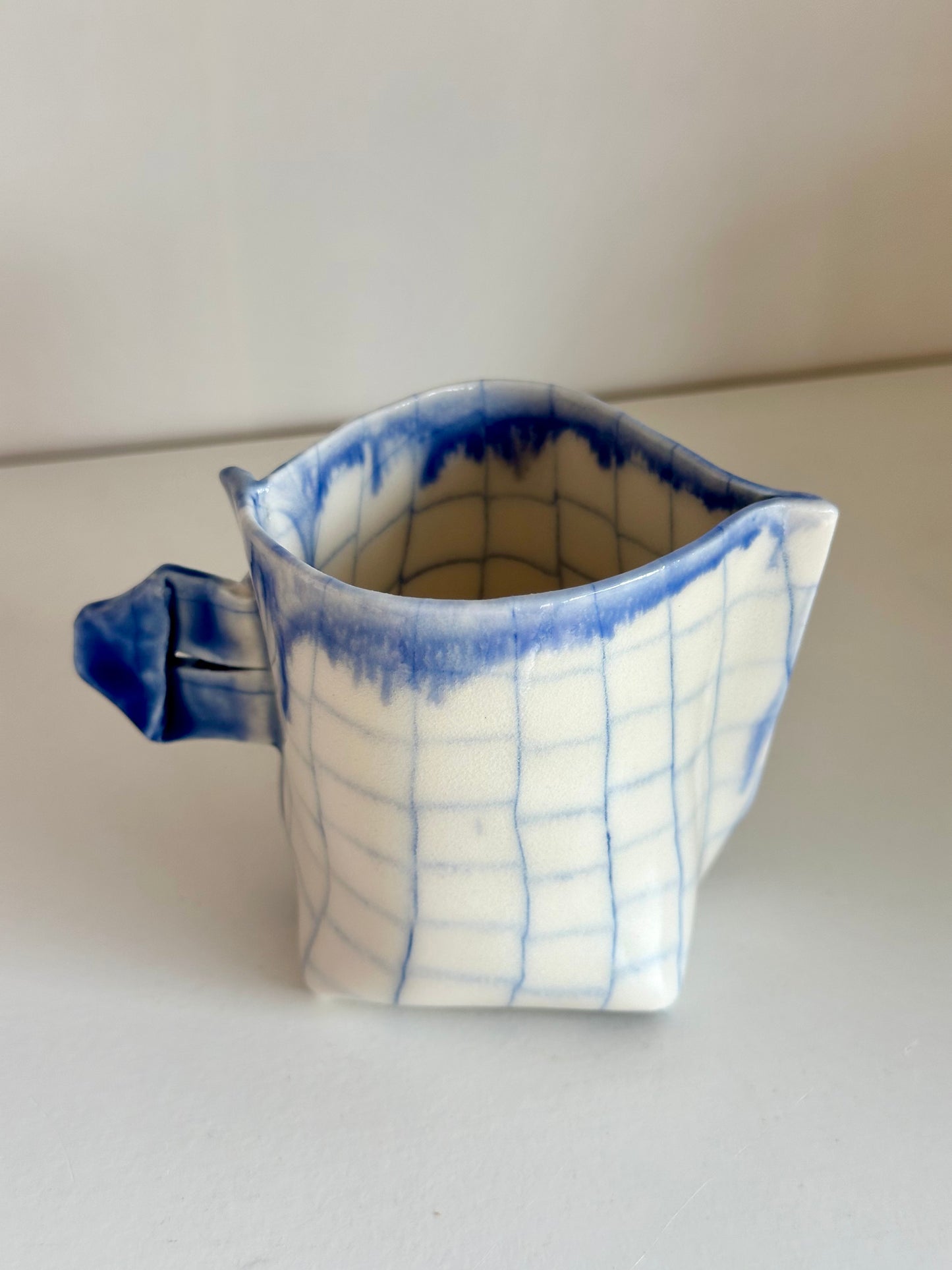 Nerikomi Check Pattern Origami Teacup | Saori M Stoneware