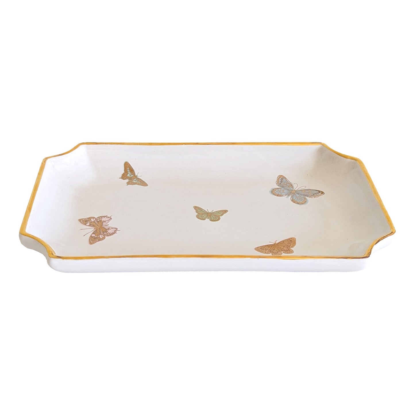 Gilded Butterflies Trays with 22K Gold Accent | Wholesale