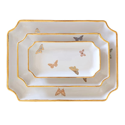 Gilded Butterflies Trays with 22K Gold Accent