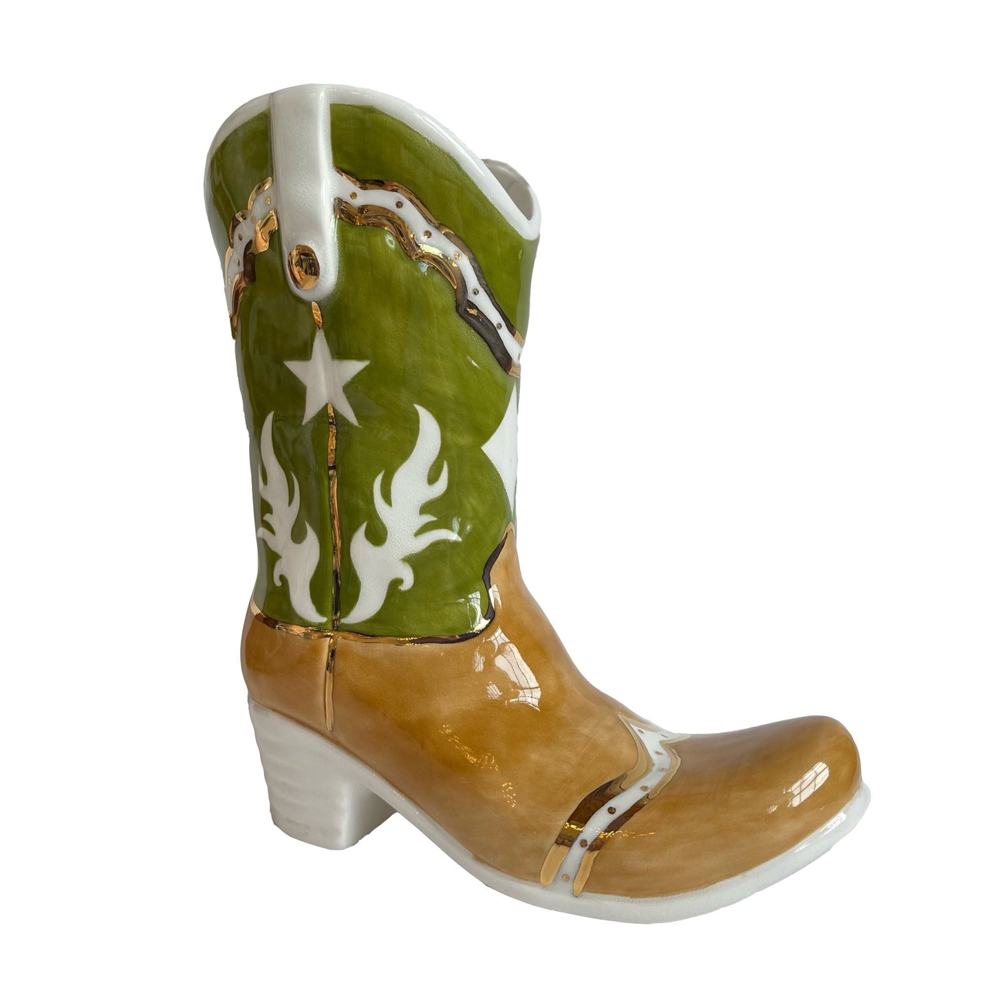 Two Tone Cowboy Boot Vase | Wholesale