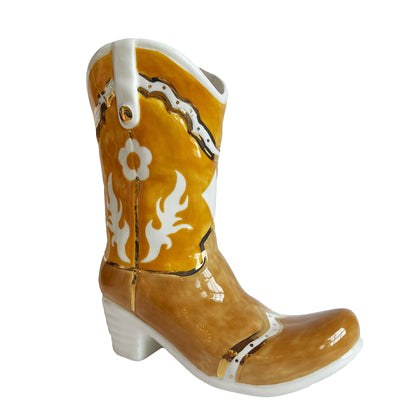 Two Tone Cowboy Boot Vase