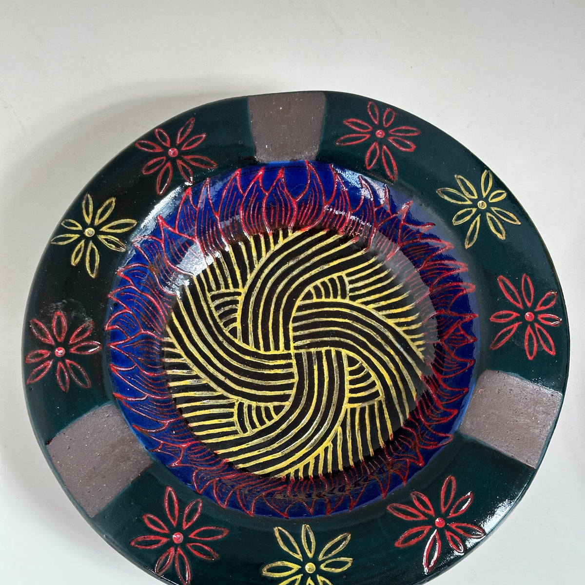 Terracotta Clay Bowl with Flower Rim | Jim Pratt- Tulsa Clay – Ruby ...