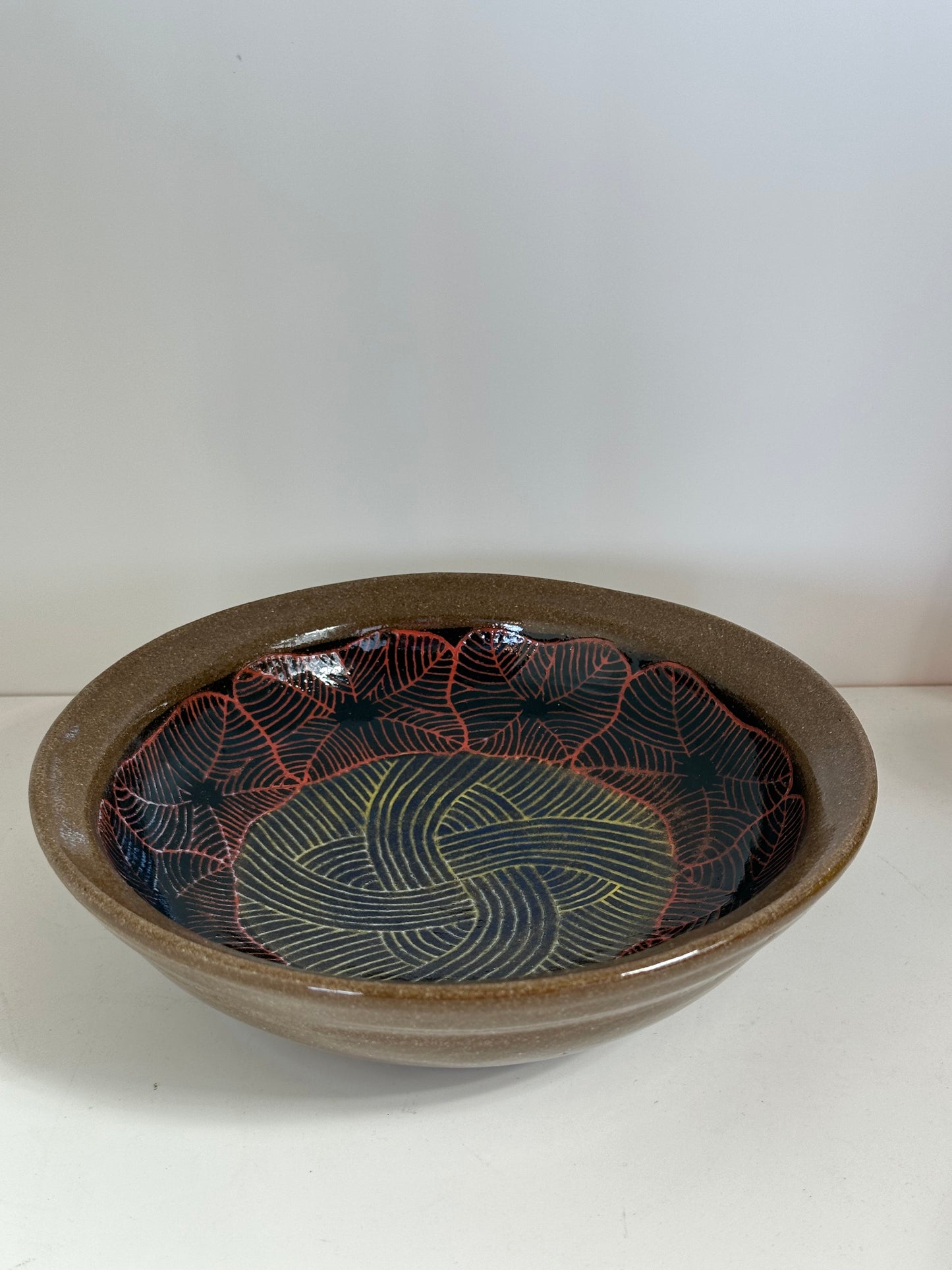 Terracotta Clay Bowl with Red Poppies | Jim Pratt- Tulsa Clay