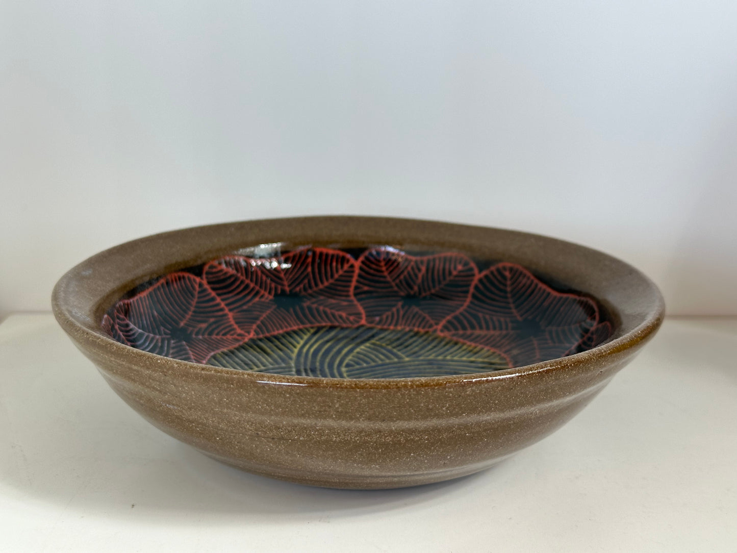 Terracotta Clay Bowl with Red Poppies | Jim Pratt- Tulsa Clay