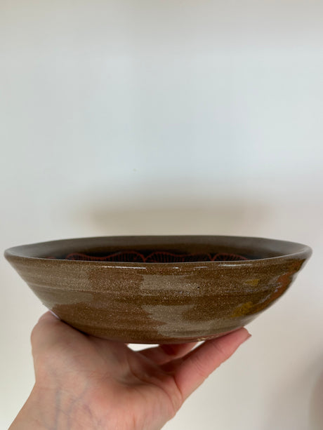 Terracotta Clay Bowl with Red Poppies | Jim Pratt- Tulsa Clay