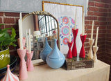 Tulip Candlestick Holders in Hydrangea Blue