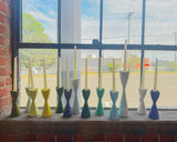 Tulip Candlestick Holders in Hydrangea Blue