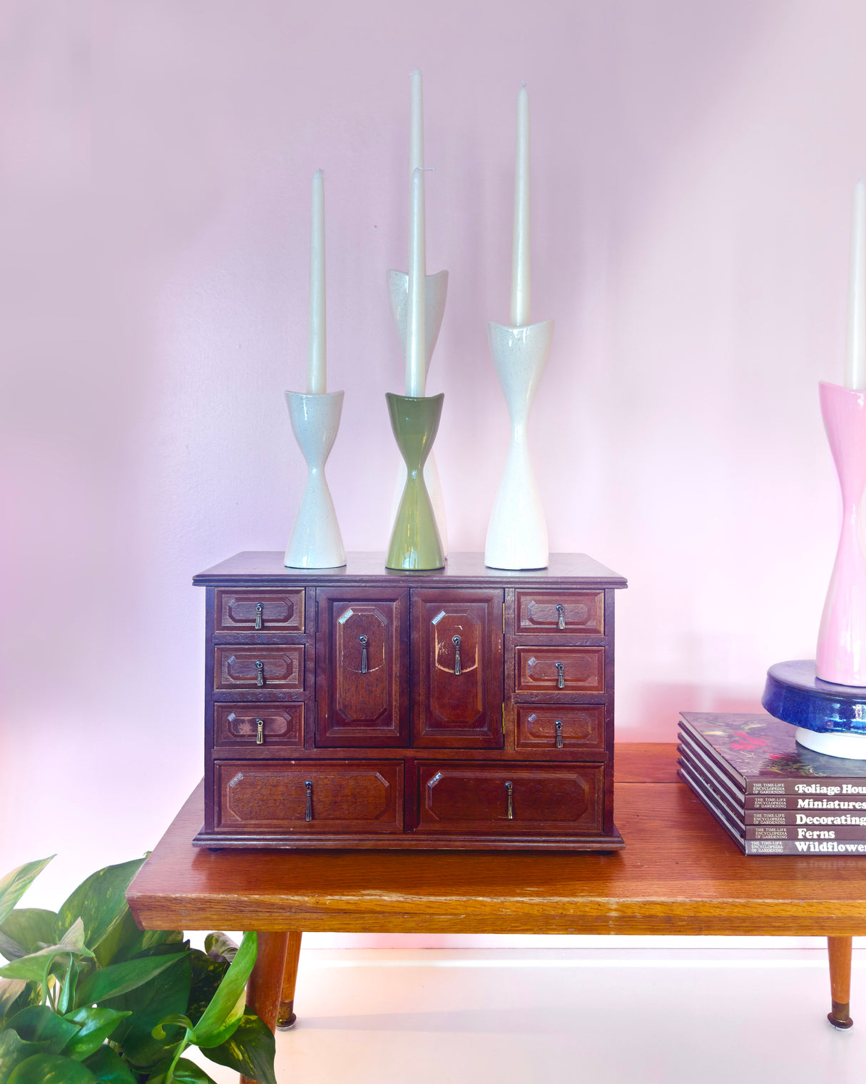 Tulip Candlestick Holders in Hydrangea Blue