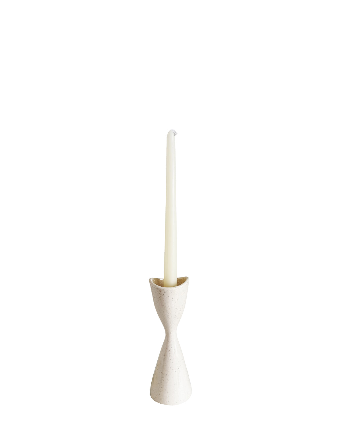 Tulip Candlestick Holders in Speckled Cream