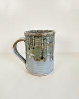 Blue and Dripping Green Stoneware Mug