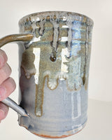 Blue and Dripping Green Stoneware Mug