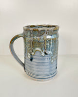 Ribbed Blue and Dripping Green Stoneware Mug | Lowell Baker