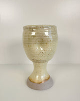 Thumb Imprint Yellow-Cream Stoneware Goblet | Lowell Baker