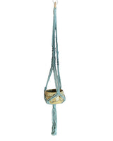 Creamy Yellow Stoneware Planter with Blue Macrame Hanger | Lucinda Meglemre