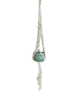 Speckled Turquoise Stoneware Planter with White Macrame Hanger | Lucinda Meglemre