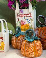 Pumpkin Patch Tote Bag Vase Featuring Handpainted Artwork