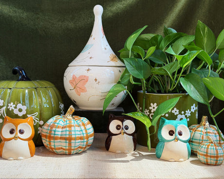 Sand & Jade Plaid Pumpkins with 22k Gold Accents